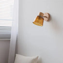 Axyaa Nordic Modern Wood Amber Glass LED Wall Sconce Stair Light FixtureLampara