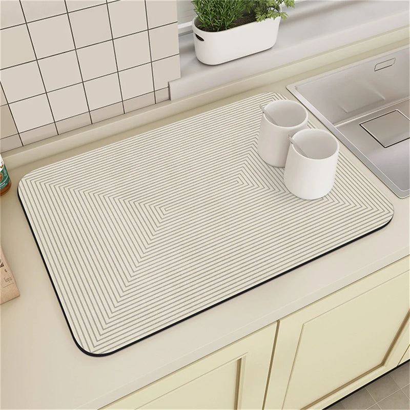 Axyaa Striped Geometry Kitchen Mat Set