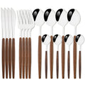 Axyaa Stainless Steel Wooden Handle Cutlery Set