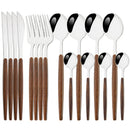 Axyaa Stainless Steel Wooden Handle Cutlery Set