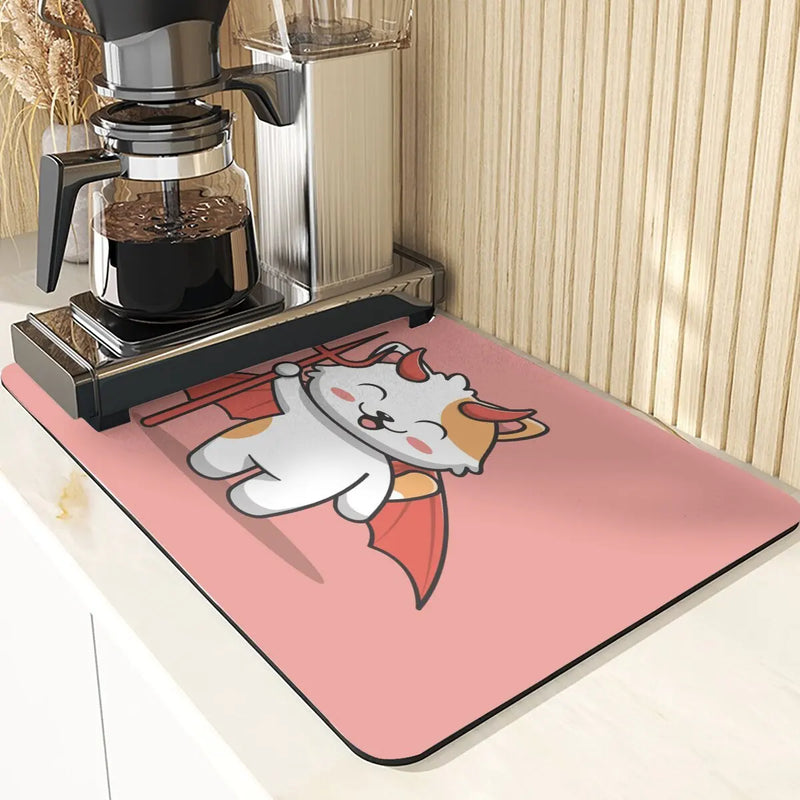 Axyaa Pumpkin Pattern Kitchen Absorbent Drying Mat & Cup Mats