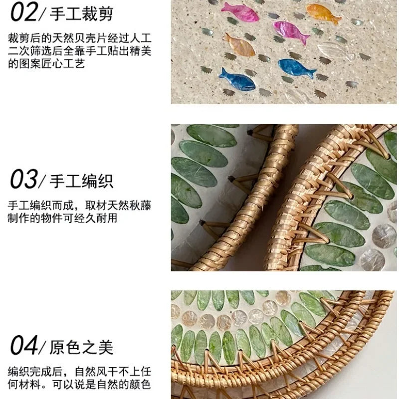 Axya Handmade Rattan Shell Tray for Home Decoration and Serving