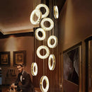 Axyaa Crystal Chandelier Stair Pendant Lamp Living Room Interior Lighting