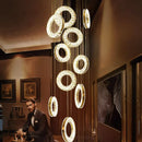 Axyaa Crystal Chandelier Stair Pendant Lamp Living Room Pendant Lights Interior Lighting