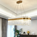 Axyaa Gold Crystal Pendant Chandelier for Living Room Dining Kitchen Indoor Lighting