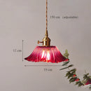 Axyaa Sunflower Glass Pendant Lights, Modern Brass Hanglamp for Dining Table, E27 AC90~240V
