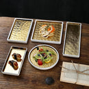 Axyaa Gold-Plated Ceramic Sushi Plate | Premium Tableware for Steak, BBQ, and More