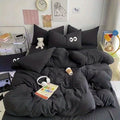 Axyaa Big Eyes Full Queen Bedding Set Solid Color with Sheet Pillowcase
