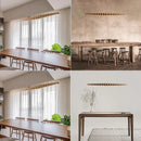 Axyaa Modern Wooden Beads LED Pendant Lamp Dimmable Long Linear Light for Kitchen Island and Dining Room