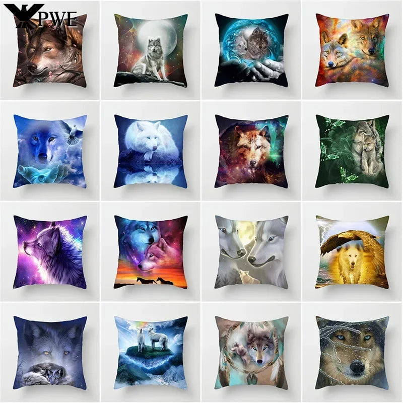 Axyaa Wildlife Wolf Decorative Pillow Sleeve for Home and Office Décor