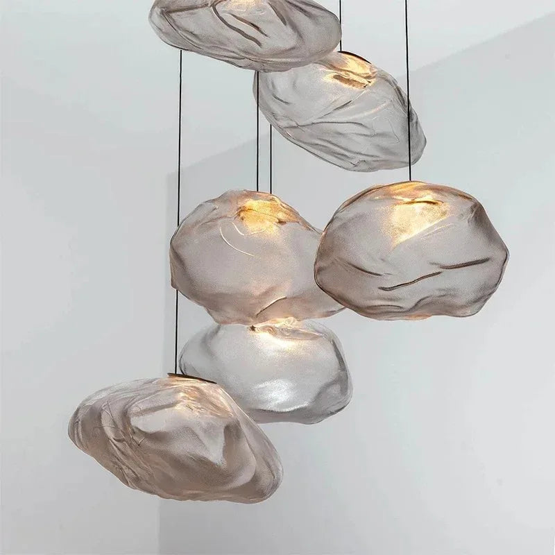 Axyaa Glass LED Pendant Light: Modern Cloud Design Hanging Lamp for Dining Room