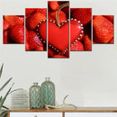 Axyaa Red Heart Strawberries Canvas Wall Art Poster Painting Home Decor