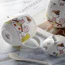 Axyaa Bone  Coffee Mug with Lid & Spoon, Girlly Design, Tea Tumbler