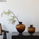 Axyaa Translucent Brown Glass Vase: Artistic Flower Arrangement Hydroponic Vase & Dried Flower Crafts