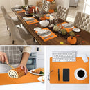 Axyaa Orange Faux Leather Square Place Mats Set for Kitchen Dining Decor