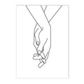 Axyaa Cat Print Hand in Hand Wall Art Canvas Painting Black White Poster Home Decor