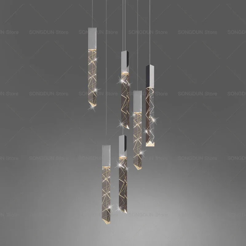 Axyaa Crystal Chandelier for Duplex Living Room, Luxury Villa, Loft Apartment