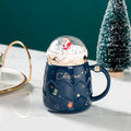 Axyaa Santa Claus Ceramic Coffee Mug with Snow Globe Lid - Christmas Gift