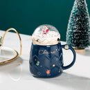 Axyaa Santa Claus Ceramic Coffee Mug with Snow Globe Lid - Christmas Gift