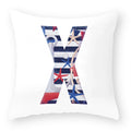 Axyaa Striped Alphabet Decorative Cushion Cover in Blue and White, 45x45cm