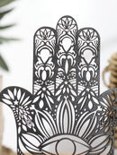 Black Wooden Hamsa Hand Evil Eye Desk Decor by Axyaa