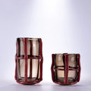 Axyaa Glass Vase Stripe Cross Binding Flower Arrangement Terrarium Decor