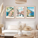 Italian Blue Coast Scenery Canvas Print Set by Axyaa