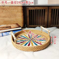Axyaa Rattan Shell Basket Tray with Handle - Jewelry Storage & Living Room Organizer