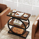 Axyaa Narrow End Table with 3 Shelves, Industrial Wooden Side Table