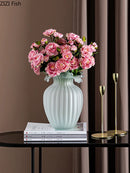 Axyaa Geometric Wavy Stripes Glass Vase Frosted Transparent Hydroponics Wedding Home Decor