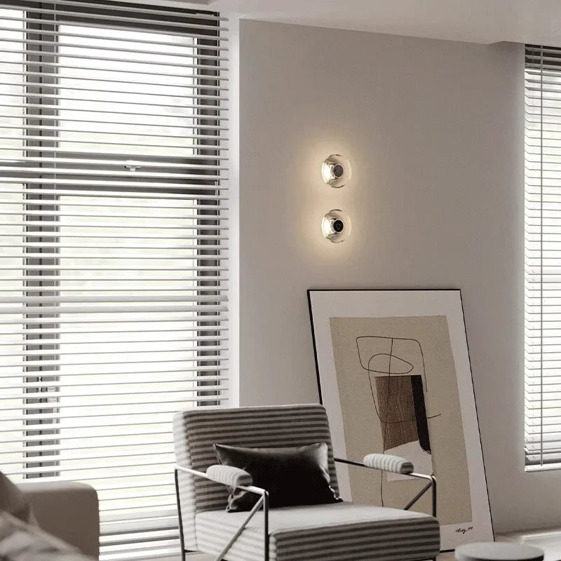 Axyaa Round Crystal LED Wall Sconce for Bedroom and Living Room