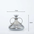 Axyaa Silver Glass Vase with Geometric Handle: Elegant Kettle for Living Room Decor