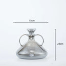 Axyaa Silver Glass Vase with Geometric Handle: Elegant Kettle for Living Room Decor