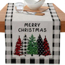 Axyaa Christmas Table Runner with Gnome Elk Tree Snowflake Print