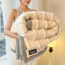 Axyaa Striped Faux Rabbit Fur Blanket - Soft, Thick, Machine Washable