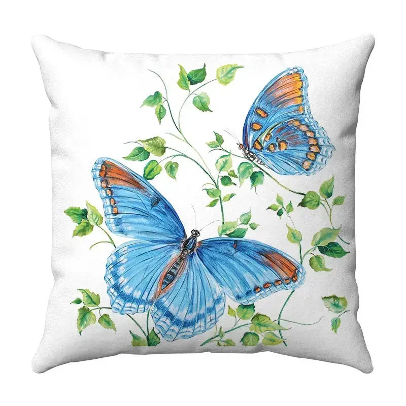 Axyaa Butterfly Print Cushion Cover 45x45cm - Farmhouse Stylish Home Decor Pillow Cover