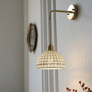 Axyaa White Ceramic LED Wall Lights: Japan Style, Pull Chain Switch, Copper Socket