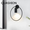 Axyaa Circle LED Wall Lamp: Nordic Wrought Iron Sconces for Bedroom and Home Decor