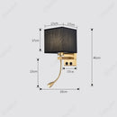 Axyaa LED Fabric Wall Light with Rotating Spotlight and USB Charging Port