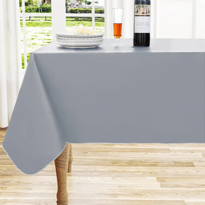 Axyaa Waterproof Vinyl Tablecloth: Easy Clean Table Cover for Dining, Parties, Camping
