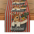 Axyaa Christmas Deer Socks & Holly Berries Table Runner - Home & Wedding Centerpieces