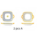 Axyaa Japanese Square Plates with Double Ears, Microwave and Oven-Safe, Set of 2