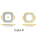 Axyaa Japanese Square Plates with Double Ears, Microwave and Oven-Safe, Set of 2