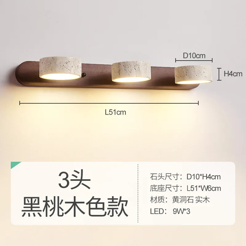 Axyaa Travertine Stone Sconce Light Rotatable for Bedroom Bedside