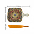 Axyaa Bohemian Ceramic Square Plate for Snacks and Fruits