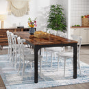 Axyaa Rustic Wood Dining Table, 200cm Long Rectangular Kitchen Table for 6-8 People