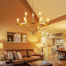 Axyaa Brass 9-Light Chandelier Gold Finish Geometric Ceiling Light for Dining & Living Room