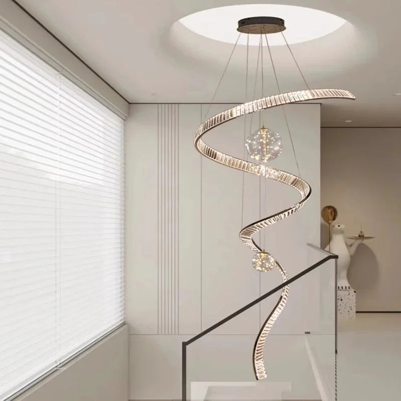 Axyaa Rotating Crystal Chandelier for Modern Villa Interior Lighting
