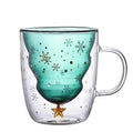 Axyaa Christmas Tree Mug Snow Mountain Glass Cup Xmas Gift Drinkware