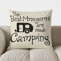 Axyaa Camping Rules Cushion Cover: Nap, Smile, Eat S'Mores & Relax Pattern